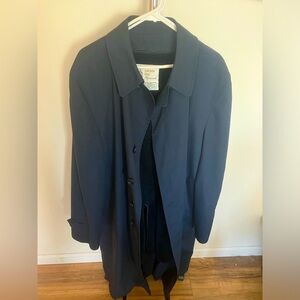 Vintage London Fog maincoat dark blue 1970s trench coat - Size 48 Extra Long